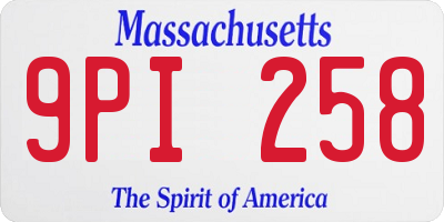 MA license plate 9PI258