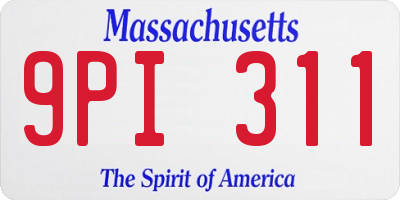 MA license plate 9PI311