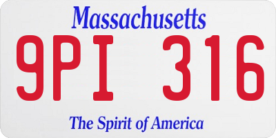 MA license plate 9PI316