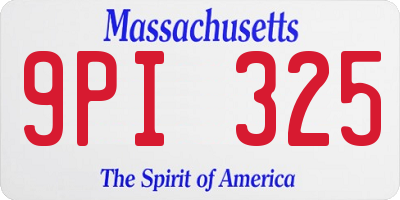 MA license plate 9PI325