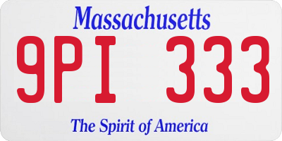MA license plate 9PI333