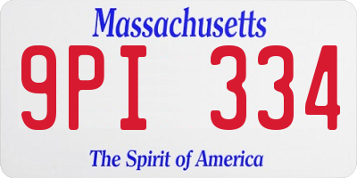 MA license plate 9PI334