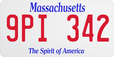 MA license plate 9PI342
