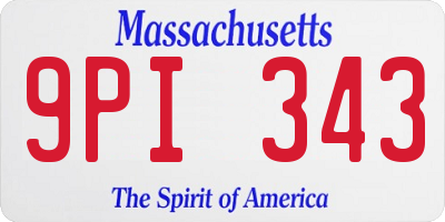 MA license plate 9PI343