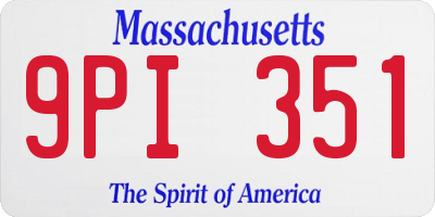 MA license plate 9PI351