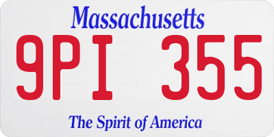 MA license plate 9PI355