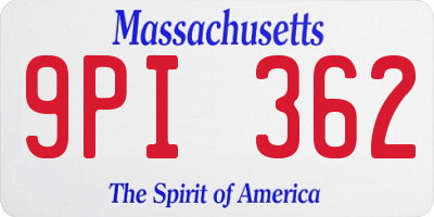 MA license plate 9PI362