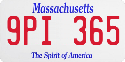 MA license plate 9PI365