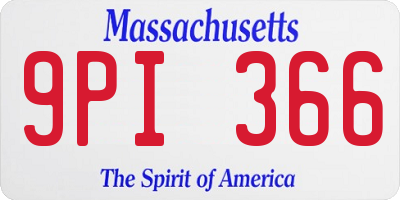 MA license plate 9PI366
