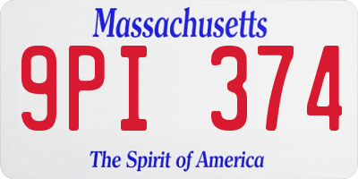 MA license plate 9PI374