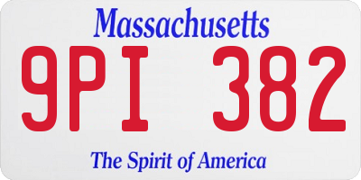 MA license plate 9PI382