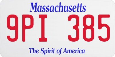MA license plate 9PI385