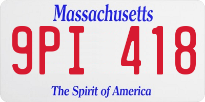 MA license plate 9PI418