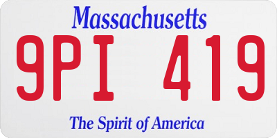 MA license plate 9PI419