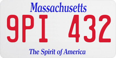MA license plate 9PI432