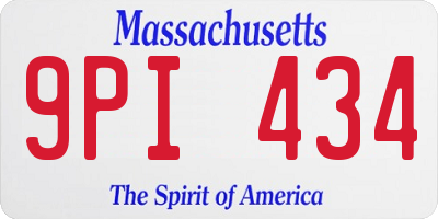 MA license plate 9PI434