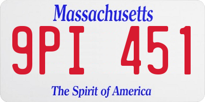 MA license plate 9PI451