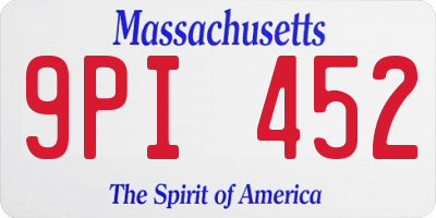 MA license plate 9PI452