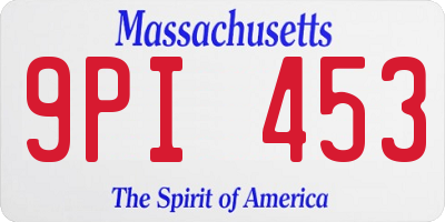 MA license plate 9PI453