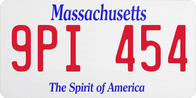 MA license plate 9PI454