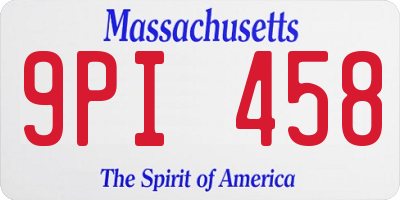 MA license plate 9PI458