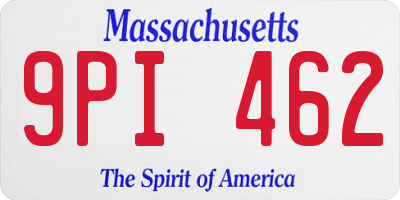 MA license plate 9PI462