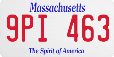MA license plate 9PI463