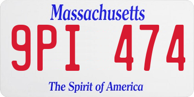 MA license plate 9PI474