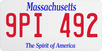 MA license plate 9PI492