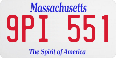 MA license plate 9PI551