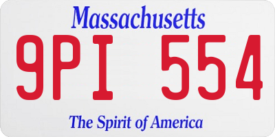 MA license plate 9PI554