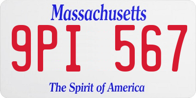 MA license plate 9PI567