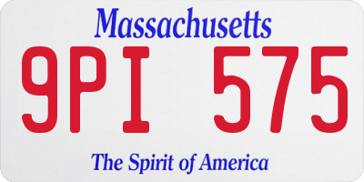 MA license plate 9PI575