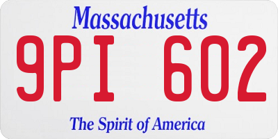 MA license plate 9PI602