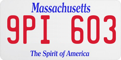 MA license plate 9PI603