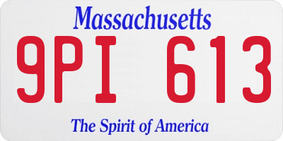 MA license plate 9PI613