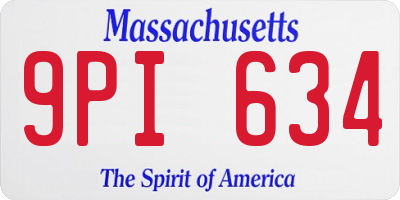 MA license plate 9PI634
