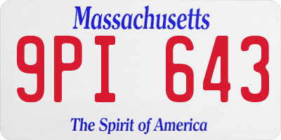 MA license plate 9PI643
