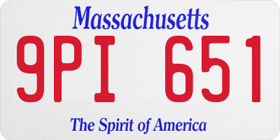 MA license plate 9PI651