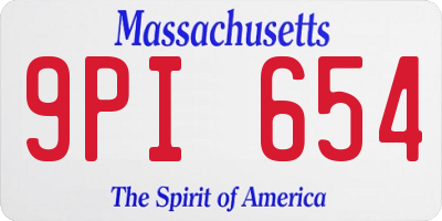 MA license plate 9PI654