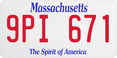 MA license plate 9PI671
