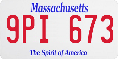 MA license plate 9PI673