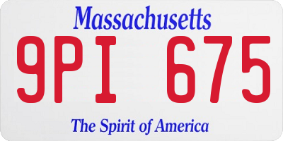 MA license plate 9PI675