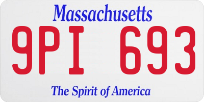 MA license plate 9PI693