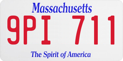 MA license plate 9PI711