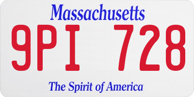 MA license plate 9PI728