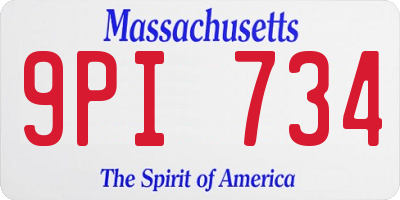 MA license plate 9PI734