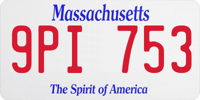 MA license plate 9PI753