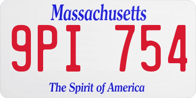 MA license plate 9PI754