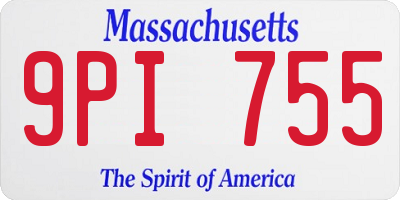 MA license plate 9PI755